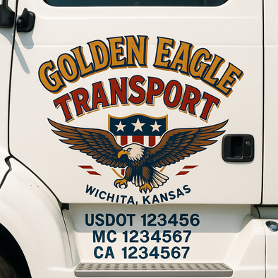 Custom Designed USDOT (DOT) Truck Door Lettering Decal Signs | Graphic Designed USDOT Lettering For Semi-Trucks, Work Trucks & Box Trucks | Add Your Trucking Name, USDOT, MC, CA, KYU, GVW & VIN (2-Pack)