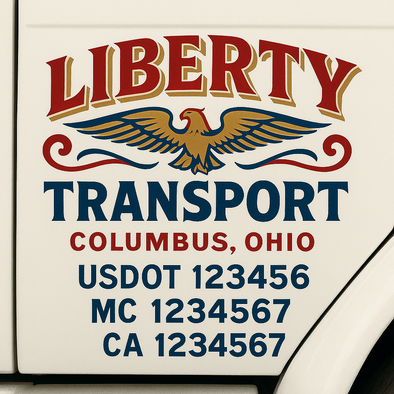 Custom Designed USDOT (DOT) Truck Door Lettering Decal Signs | Graphic Designed USDOT Lettering For Semi-Trucks, Work Trucks & Box Trucks | Add Your Trucking Name, USDOT, MC, CA, KYU, GVW & VIN (2-Pack)