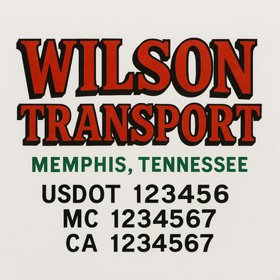 Custom Designed USDOT (DOT) Truck Door Lettering Decal Signs | Graphic Designed USDOT Lettering For Semi-Trucks, Work Trucks & Box Trucks | Add Your Trucking Name, USDOT, MC, CA, KYU, GVW & VIN (2-Pack)