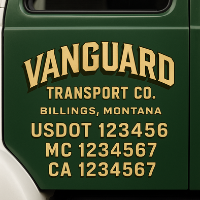 Custom Designed USDOT (DOT) Truck Door Lettering Decal Signs | Graphic Designed USDOT Lettering For Semi-Trucks, Work Trucks & Box Trucks | Add Your Trucking Name, USDOT, MC, CA, KYU, GVW & VIN (2-Pack)