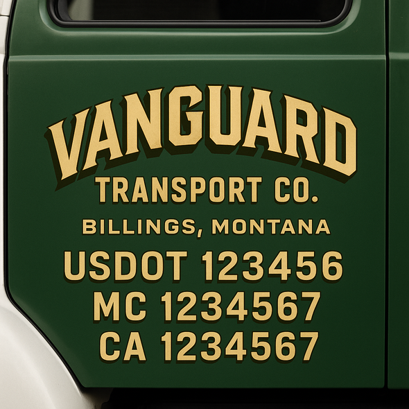 Custom Designed USDOT (DOT) Truck Door Lettering Decal Signs | Graphic Designed USDOT Lettering For Semi-Trucks, Work Trucks & Box Trucks | Add Your Trucking Name, USDOT, MC, CA, KYU, GVW & VIN (2-Pack)