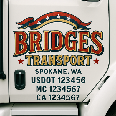 Custom Designed USDOT (DOT) Truck Door Lettering Decal Signs | Graphic Designed USDOT Lettering For Semi-Trucks, Work Trucks & Box Trucks | Add Your Trucking Name, USDOT, MC, CA, KYU, GVW & VIN (2-Pack)