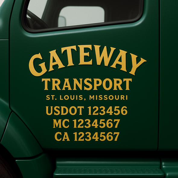 Custom Designed USDOT (DOT) Truck Door Lettering Decal Signs | Graphic Designed USDOT Lettering For Semi-Trucks, Work Trucks & Box Trucks | Add Your Trucking Name, USDOT, MC, CA, KYU, GVW & VIN (2-Pack)