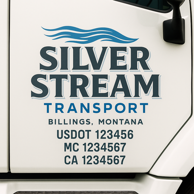 Custom Designed USDOT (DOT) Truck Door Lettering Decal Signs | Graphic Designed USDOT Lettering For Semi-Trucks, Work Trucks & Box Trucks | Add Your Trucking Name, USDOT, MC, CA, KYU, GVW & VIN (2-Pack)