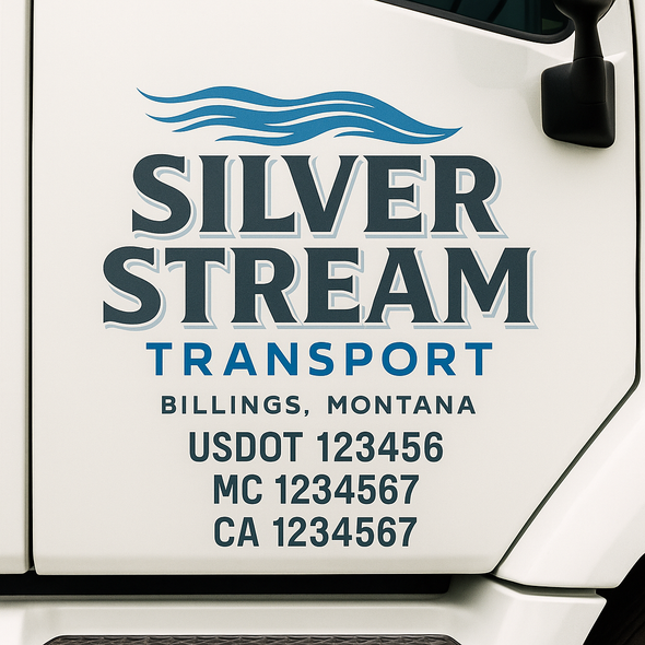 Custom Designed USDOT (DOT) Truck Door Lettering Decal Signs | Graphic Designed USDOT Lettering For Semi-Trucks, Work Trucks & Box Trucks | Add Your Trucking Name, USDOT, MC, CA, KYU, GVW & VIN (2-Pack)