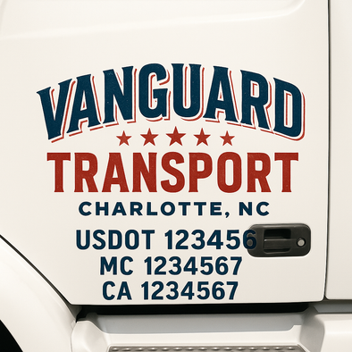 Custom Designed USDOT (DOT) Truck Door Lettering Decal Signs | Graphic Designed USDOT Lettering For Semi-Trucks, Work Trucks & Box Trucks | Add Your Trucking Name, USDOT, MC, CA, KYU, GVW & VIN (2-Pack)