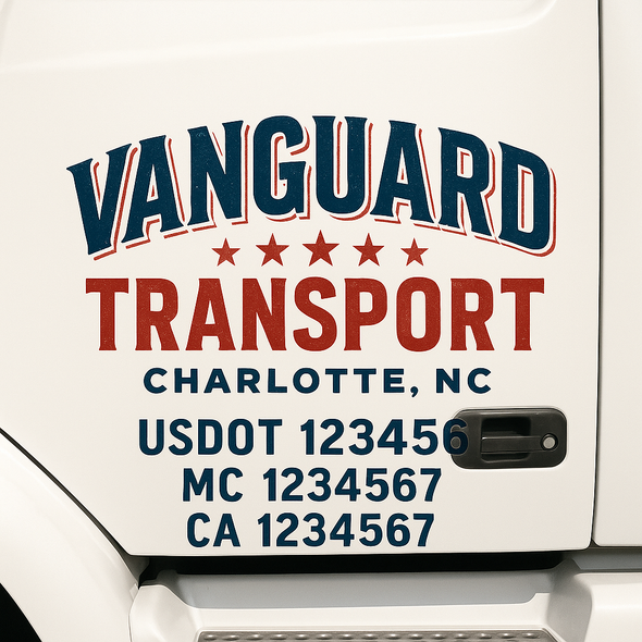 Custom Designed USDOT (DOT) Truck Door Lettering Decal Signs | Graphic Designed USDOT Lettering For Semi-Trucks, Work Trucks & Box Trucks | Add Your Trucking Name, USDOT, MC, CA, KYU, GVW & VIN (2-Pack)