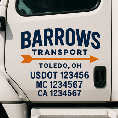 Custom Designed USDOT (DOT) Truck Door Lettering Decal Signs | Graphic Designed USDOT Lettering For Semi-Trucks, Work Trucks & Box Trucks | Add Your Trucking Name, USDOT, MC, CA, KYU, GVW & VIN (2-Pack)