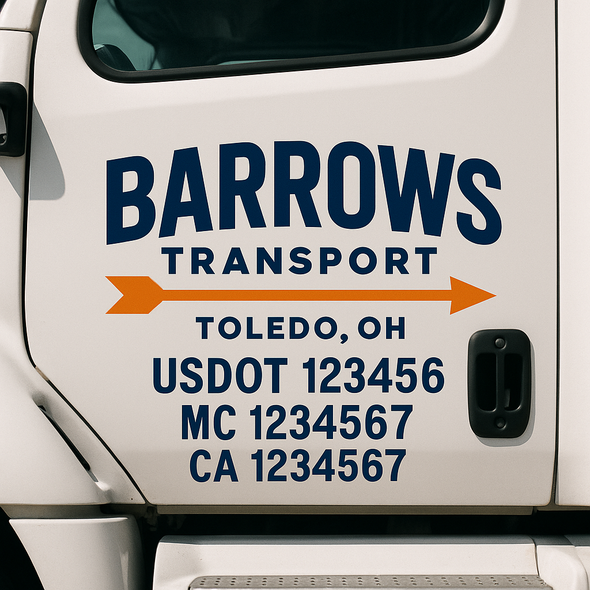 Custom Designed USDOT (DOT) Truck Door Lettering Decal Signs | Graphic Designed USDOT Lettering For Semi-Trucks, Work Trucks & Box Trucks | Add Your Trucking Name, USDOT, MC, CA, KYU, GVW & VIN (2-Pack)