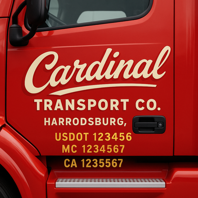 Custom Designed USDOT (DOT) Truck Door Lettering Decal Signs | Graphic Designed USDOT Lettering For Semi-Trucks, Work Trucks & Box Trucks | Add Your Trucking Name, USDOT, MC, CA, KYU, GVW & VIN (2-Pack)