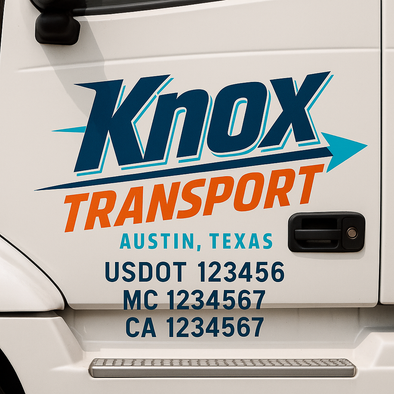 Custom Designed USDOT (DOT) Truck Door Lettering Decal Signs | Graphic Designed USDOT Lettering For Semi-Trucks, Work Trucks & Box Trucks | Add Your Trucking Name, USDOT, MC, CA, KYU, GVW & VIN (2-Pack)
