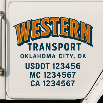 Custom Designed USDOT (DOT) Truck Door Lettering Decal Signs | Graphic Designed USDOT Lettering For Semi-Trucks, Work Trucks & Box Trucks | Add Your Trucking Name, USDOT, MC, CA, KYU, GVW & VIN (2-Pack)