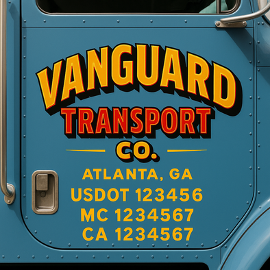 Custom Designed USDOT (DOT) Truck Door Lettering Decal Signs | Graphic Designed USDOT Lettering For Semi-Trucks, Work Trucks & Box Trucks | Add Your Trucking Name, USDOT, MC, CA, KYU, GVW & VIN (2-Pack)