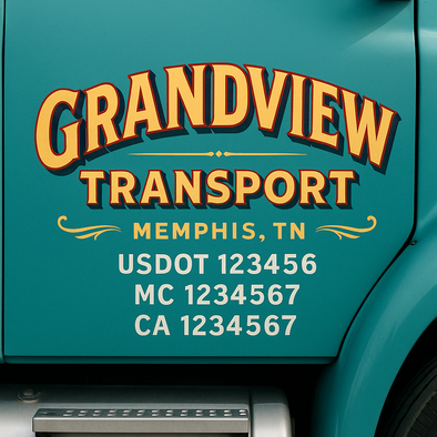 Custom Designed USDOT (DOT) Truck Door Lettering Decal Signs | Graphic Designed USDOT Lettering For Semi-Trucks, Work Trucks & Box Trucks | Add Your Trucking Name, USDOT, MC, CA, KYU, GVW & VIN (2-Pack)