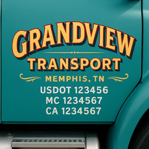 Custom Designed USDOT (DOT) Truck Door Lettering Decal Signs | Graphic Designed USDOT Lettering For Semi-Trucks, Work Trucks & Box Trucks | Add Your Trucking Name, USDOT, MC, CA, KYU, GVW & VIN (2-Pack)