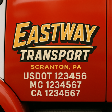 Custom Designed USDOT (DOT) Truck Door Lettering Decal Signs | Graphic Designed USDOT Lettering For Semi-Trucks, Work Trucks & Box Trucks | Add Your Trucking Name, USDOT, MC, CA, KYU, GVW & VIN (2-Pack)