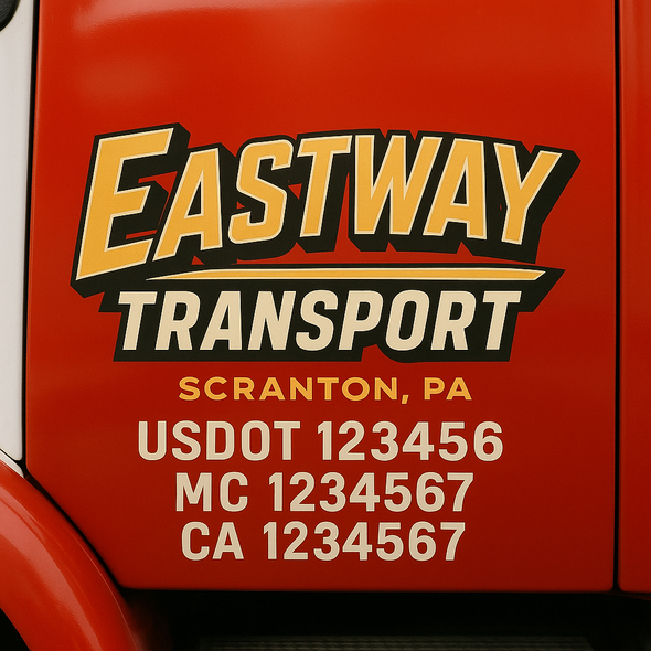 Custom Designed USDOT (DOT) Truck Door Lettering Decal Signs | Graphic Designed USDOT Lettering For Semi-Trucks, Work Trucks & Box Trucks | Add Your Trucking Name, USDOT, MC, CA, KYU, GVW & VIN (2-Pack)