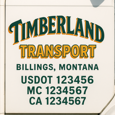 Custom Designed USDOT (DOT) Truck Door Lettering Decal Signs | Graphic Designed USDOT Lettering For Semi-Trucks, Work Trucks & Box Trucks | Add Your Trucking Name, USDOT, MC, CA, KYU, GVW & VIN (2-Pack)