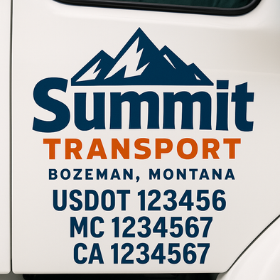 Custom Designed USDOT (DOT) Truck Door Lettering Decal Signs | Graphic Designed USDOT Lettering For Semi-Trucks, Work Trucks & Box Trucks | Add Your Trucking Name, USDOT, MC, CA, KYU, GVW & VIN (2-Pack)