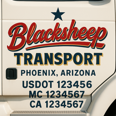 Custom Designed USDOT (DOT) Truck Door Lettering Decal Signs | Graphic Designed USDOT Lettering For Semi-Trucks, Work Trucks & Box Trucks | Add Your Trucking Name, USDOT, MC, CA, KYU, GVW & VIN (2-Pack)