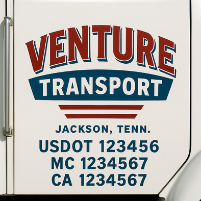 Custom Designed USDOT (DOT) Truck Door Lettering Decal Signs | Graphic Designed USDOT Lettering For Semi-Trucks, Work Trucks & Box Trucks | Add Your Trucking Name, USDOT, MC, CA, KYU, GVW & VIN (2-Pack)