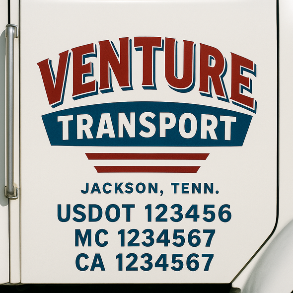 Custom Designed USDOT (DOT) Truck Door Lettering Decal Signs | Graphic Designed USDOT Lettering For Semi-Trucks, Work Trucks & Box Trucks | Add Your Trucking Name, USDOT, MC, CA, KYU, GVW & VIN (2-Pack)