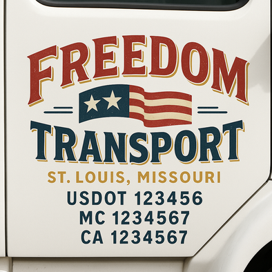 Custom Designed USDOT (DOT) Truck Door Lettering Decal Signs | Graphic Designed USDOT Lettering For Semi-Trucks, Work Trucks & Box Trucks | Add Your Trucking Name, USDOT, MC, CA, KYU, GVW & VIN (2-Pack)