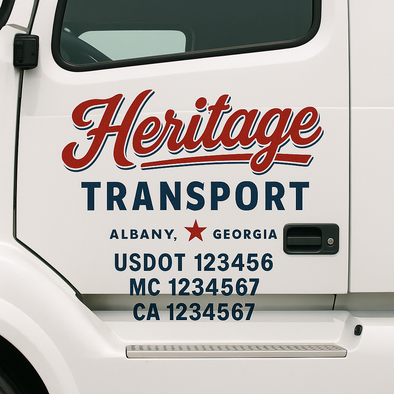 Custom Designed USDOT (DOT) Truck Door Lettering Decal Signs | Graphic Designed USDOT Lettering For Semi-Trucks, Work Trucks & Box Trucks | Add Your Trucking Name, USDOT, MC, CA, KYU, GVW & VIN (2-Pack)