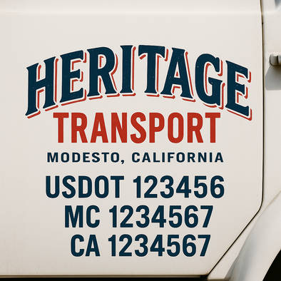 Custom Designed USDOT (DOT) Truck Door Lettering Decal Signs | Graphic Designed USDOT Lettering For Semi-Trucks, Work Trucks & Box Trucks | Add Your Trucking Name, USDOT, MC, CA, KYU, GVW & VIN (2-Pack)