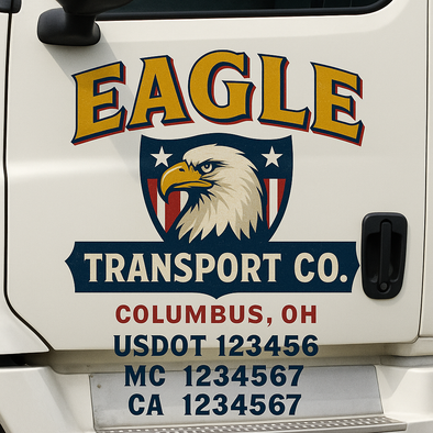 Custom Designed USDOT (DOT) Truck Door Lettering Decal Signs | Graphic Designed USDOT Lettering For Semi-Trucks, Work Trucks & Box Trucks | Add Your Trucking Name, USDOT, MC, CA, KYU, GVW & VIN (2-Pack)