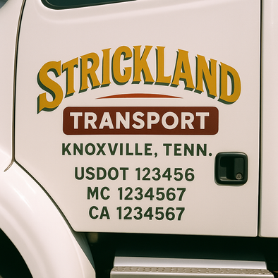 Custom Designed USDOT (DOT) Truck Door Lettering Decal Signs | Graphic Designed USDOT Lettering For Semi-Trucks, Work Trucks & Box Trucks | Add Your Trucking Name, USDOT, MC, CA, KYU, GVW & VIN (2-Pack)