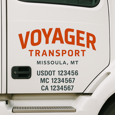 Custom Designed USDOT (DOT) Truck Door Lettering Decal Signs | Graphic Designed USDOT Lettering For Semi-Trucks, Work Trucks & Box Trucks | Add Your Trucking Name, USDOT, MC, CA, KYU, GVW & VIN (2-Pack)