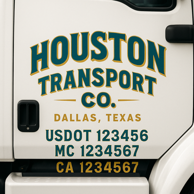 Custom Designed USDOT (DOT) Truck Door Lettering Decal Signs | Graphic Designed USDOT Lettering For Semi-Trucks, Work Trucks & Box Trucks | Add Your Trucking Name, USDOT, MC, CA, KYU, GVW & VIN (2-Pack)