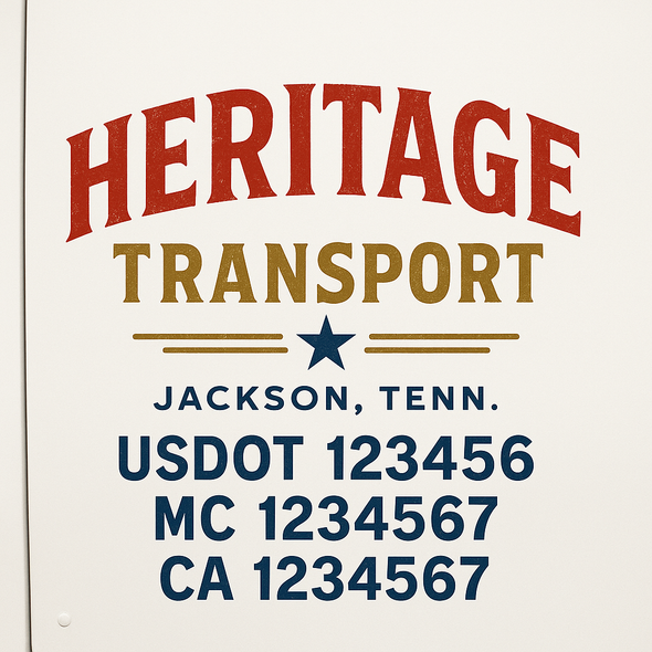 Custom Designed USDOT (DOT) Truck Door Lettering Decal Signs | Graphic Designed USDOT Lettering For Semi-Trucks, Work Trucks & Box Trucks | Add Your Trucking Name, USDOT, MC, CA, KYU, GVW & VIN (2-Pack)
