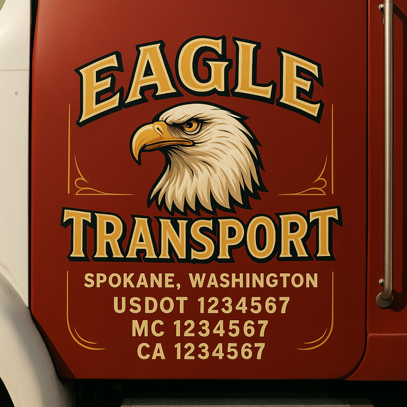 Custom Designed USDOT (DOT) Truck Door Lettering Decal Signs | Graphic Designed USDOT Lettering For Semi-Trucks, Work Trucks & Box Trucks | Add Your Trucking Name, USDOT, MC, CA, KYU, GVW & VIN (2-Pack)