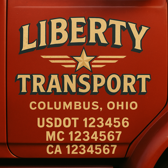 Custom Designed USDOT (DOT) Truck Door Lettering Decal Signs | Graphic Designed USDOT Lettering For Semi-Trucks, Work Trucks & Box Trucks | Add Your Trucking Name, USDOT, MC, CA, KYU, GVW & VIN (2-Pack)