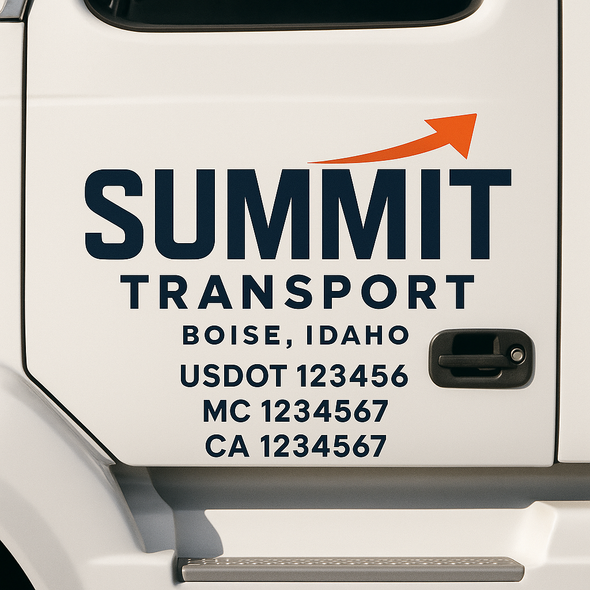 Custom Designed USDOT (DOT) Truck Door Lettering Decal Signs | Graphic Designed USDOT Lettering For Semi-Trucks, Work Trucks & Box Trucks | Add Your Trucking Name, USDOT, MC, CA, KYU, GVW & VIN (2-Pack)