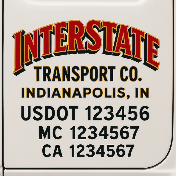 Custom Designed USDOT (DOT) Truck Door Lettering Decal Signs | Graphic Designed USDOT Lettering For Semi-Trucks, Work Trucks & Box Trucks | Add Your Trucking Name, USDOT, MC, CA, KYU, GVW & VIN (2-Pack)