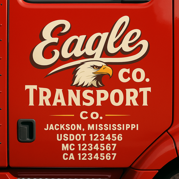 Custom Designed USDOT (DOT) Truck Door Lettering Decal Signs | Graphic Designed USDOT Lettering For Semi-Trucks, Work Trucks & Box Trucks | Add Your Trucking Name, USDOT, MC, CA, KYU, GVW & VIN (2-Pack)