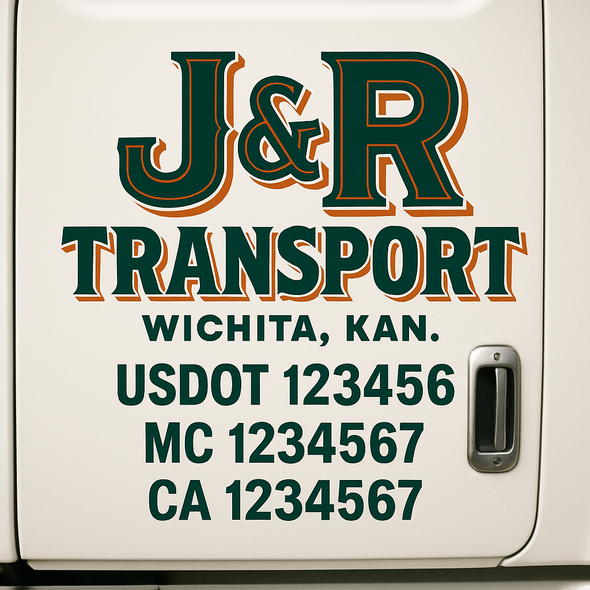 Custom Designed USDOT (DOT) Truck Door Lettering Decal Signs | Graphic Designed USDOT Lettering For Semi-Trucks, Work Trucks & Box Trucks | Add Your Trucking Name, USDOT, MC, CA, KYU, GVW & VIN (2-Pack)