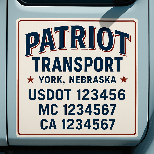 Custom Designed USDOT (DOT) Truck Door Lettering Decal Signs | Graphic Designed USDOT Lettering For Semi-Trucks, Work Trucks & Box Trucks | Add Your Trucking Name, USDOT, MC, CA, KYU, GVW & VIN (2-Pack)