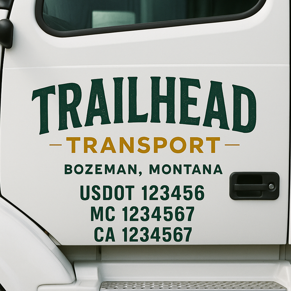 Custom Designed USDOT (DOT) Truck Door Lettering Decal Signs | Graphic Designed USDOT Lettering For Semi-Trucks, Work Trucks & Box Trucks | Add Your Trucking Name, USDOT, MC, CA, KYU, GVW & VIN (2-Pack)