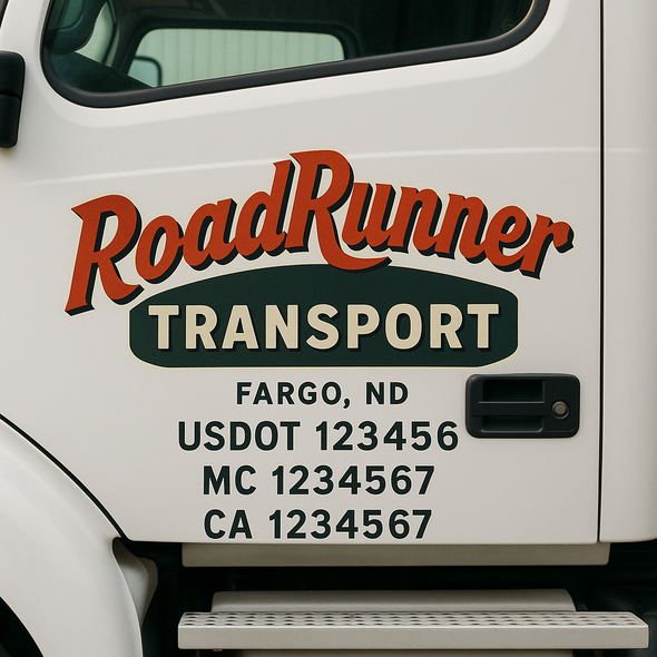Custom Designed USDOT (DOT) Truck Door Lettering Decal Signs | Graphic Designed USDOT Lettering For Semi-Trucks, Work Trucks & Box Trucks | Add Your Trucking Name, USDOT, MC, CA, KYU, GVW & VIN (2-Pack)