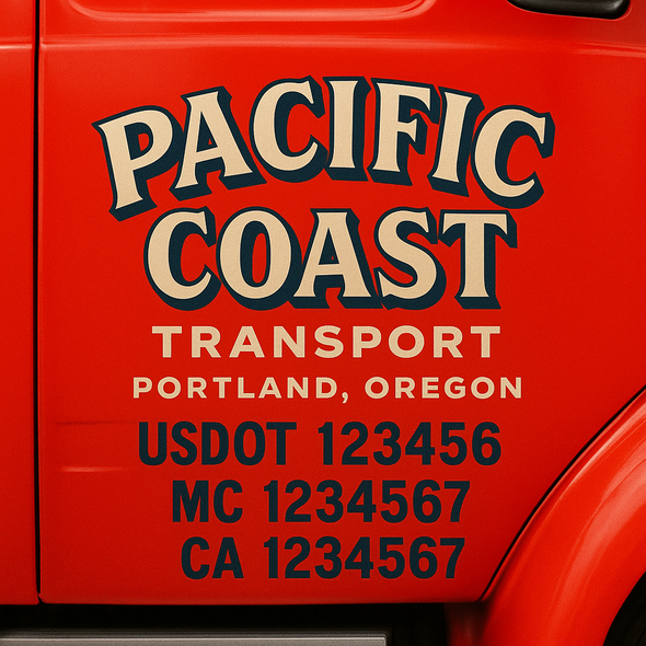 Custom Designed USDOT (DOT) Truck Door Lettering Decal Signs | Graphic Designed USDOT Lettering For Semi-Trucks, Work Trucks & Box Trucks | Add Your Trucking Name, USDOT, MC, CA, KYU, GVW & VIN (2-Pack)