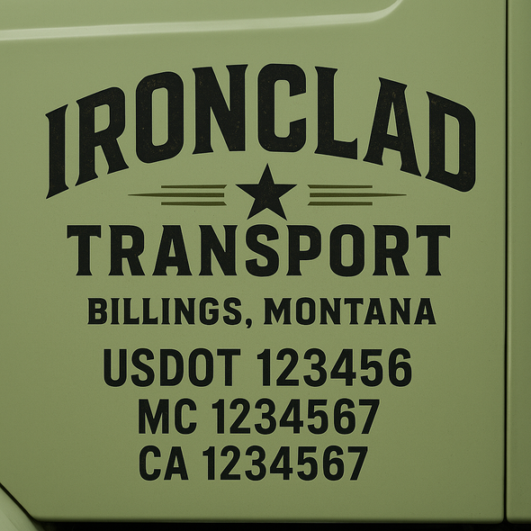Custom Designed USDOT (DOT) Truck Door Lettering Decal Signs | Graphic Designed USDOT Lettering For Semi-Trucks, Work Trucks & Box Trucks | Add Your Trucking Name, USDOT, MC, CA, KYU, GVW & VIN (2-Pack)