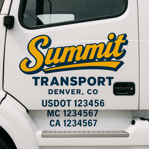 Custom Designed USDOT (DOT) Truck Door Lettering Decal Signs | Graphic Designed USDOT Lettering For Semi-Trucks, Work Trucks & Box Trucks | Add Your Trucking Name, USDOT, MC, CA, KYU, GVW & VIN (2-Pack)