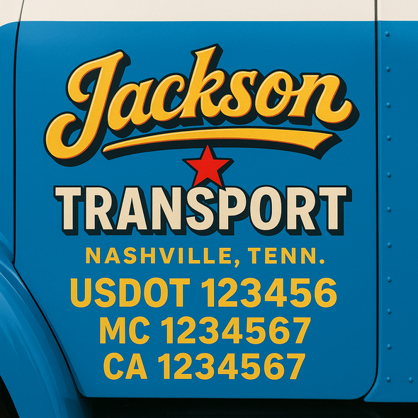 Custom Designed USDOT (DOT) Truck Door Lettering Decal Signs | Graphic Designed USDOT Lettering For Semi-Trucks, Work Trucks & Box Trucks | Add Your Trucking Name, USDOT, MC, CA, KYU, GVW & VIN (2-Pack)