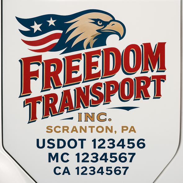 Custom Designed USDOT (DOT) Truck Door Lettering Decal Signs | Graphic Designed USDOT Lettering For Semi-Trucks, Work Trucks & Box Trucks | Add Your Trucking Name, USDOT, MC, CA, KYU, GVW & VIN (2-Pack)