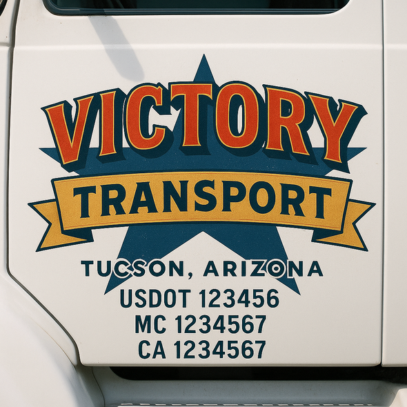 Custom Designed USDOT (DOT) Truck Door Lettering Decal Signs | Graphic Designed USDOT Lettering For Semi-Trucks, Work Trucks & Box Trucks | Add Your Trucking Name, USDOT, MC, CA, KYU, GVW & VIN (2-Pack)