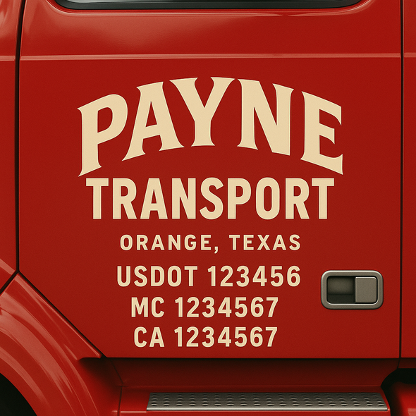 Custom Designed USDOT (DOT) Truck Door Lettering Decal Signs | Graphic Designed USDOT Lettering For Semi-Trucks, Work Trucks & Box Trucks | Add Your Trucking Name, USDOT, MC, CA, KYU, GVW & VIN (2-Pack)